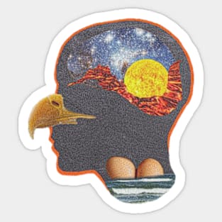 Weird collage head with beak Sticker